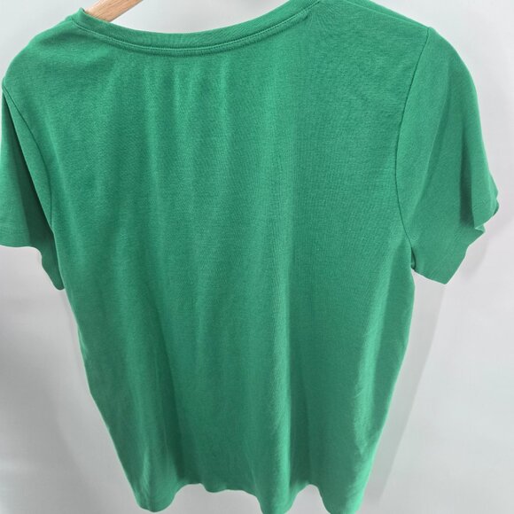St. John's Bay Green Essential Tee 100% Cotton V-Neck Short Sleeved Top - Picture 7 of 7